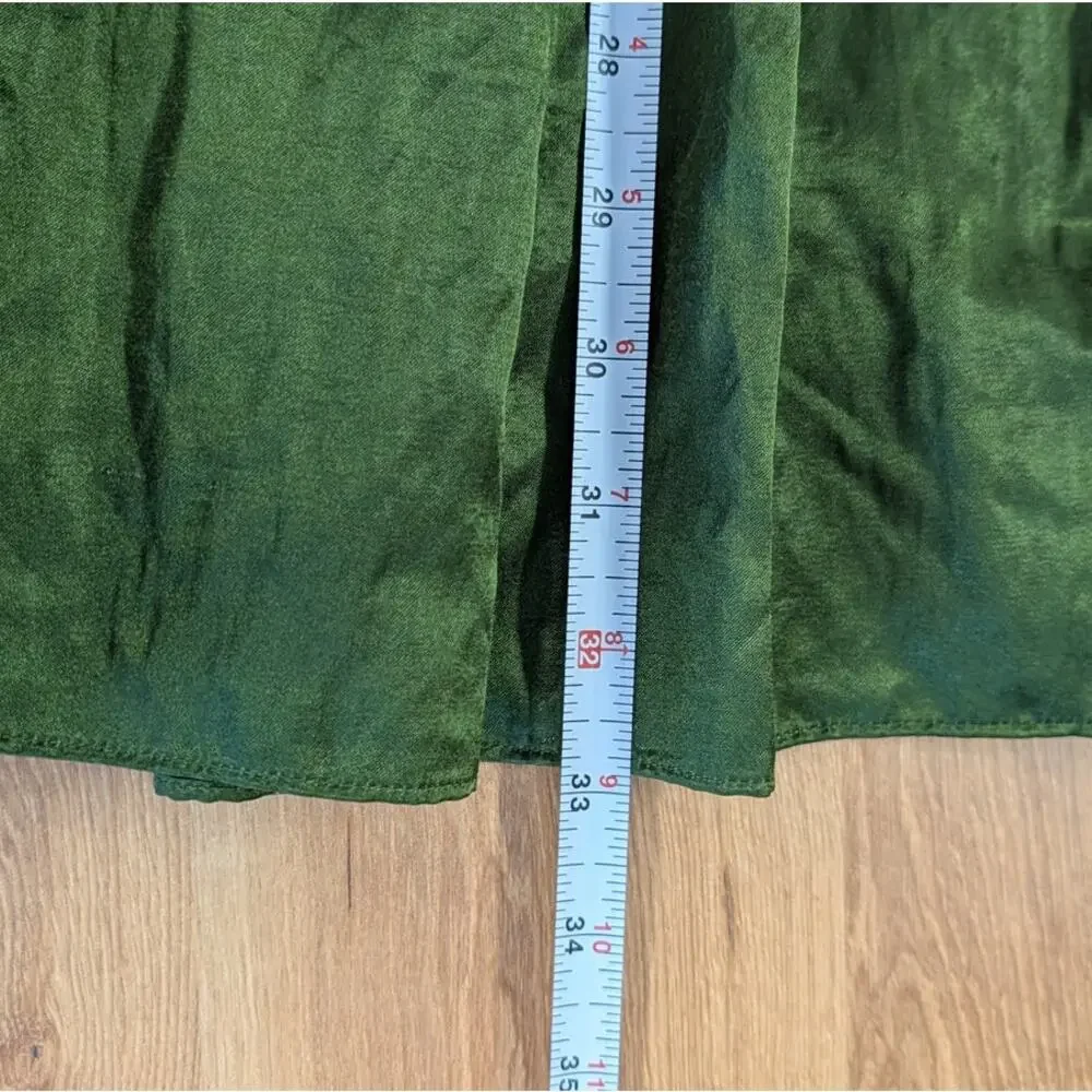 Vince Сrushed A-line Skirt Womens 6 Green Smocked Tiered Mid-rise Midi Maxi NWT